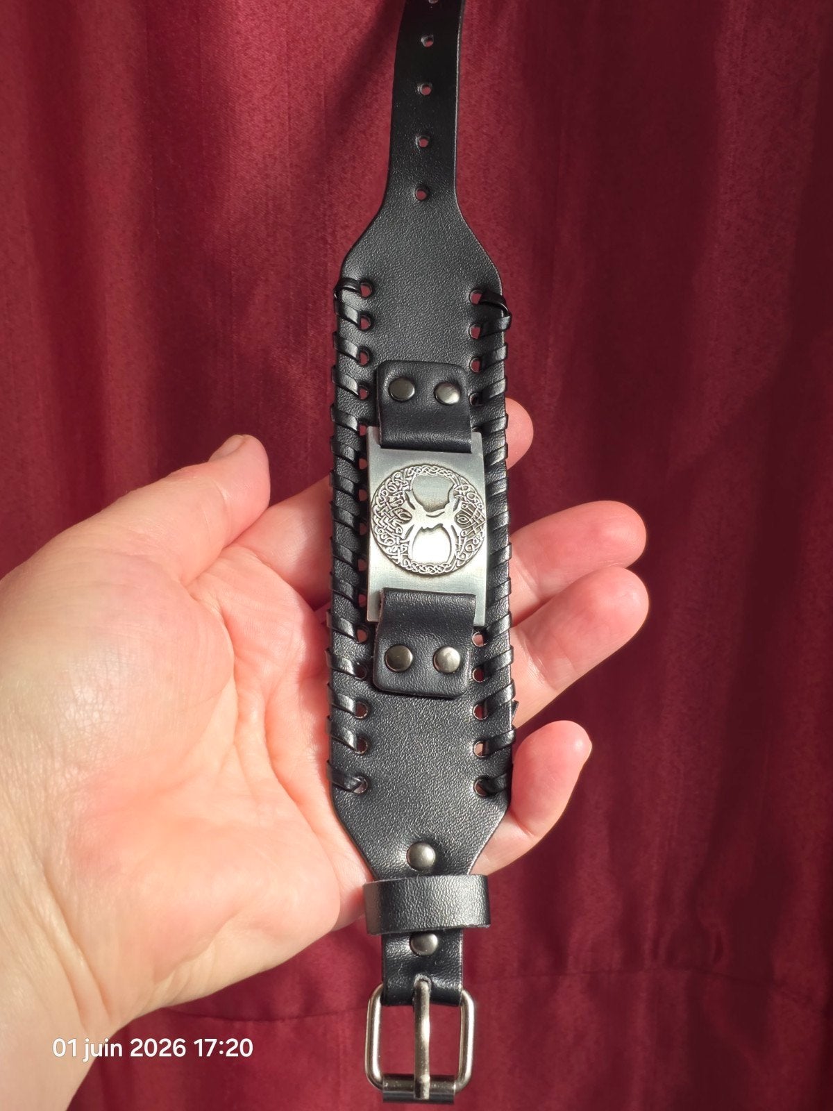Bracelet large en cuir pour homme, Enlèvement, Neuf, Noir, Cuir