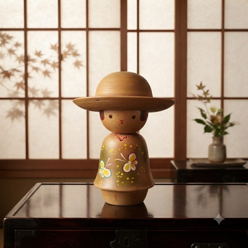 Le magnifique Kikusui Kokeshi de Shoei Fujikawa, Antiquités & Art, Art | Art non-occidental, 13 cm, Japon, Bois, Peint