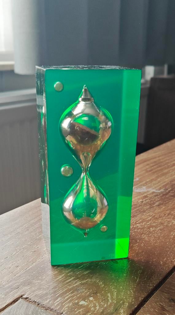 Zandloper in hars. Pierre Giraudon, vintage, jaren 60 70, Ophalen of Verzenden