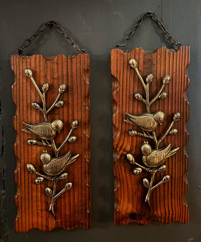 Vintage wanddecoratie vogels op tak (2st), Vintage, Ophalen of Verzenden, Kunststof