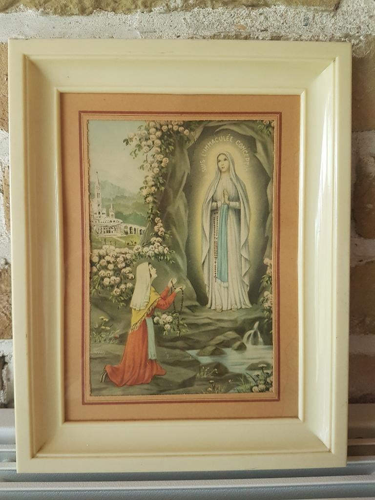 Oud kadertje: Onze Lieve Vrouw van Lourdes, Antiek en Kunst, Ophalen of Verzenden