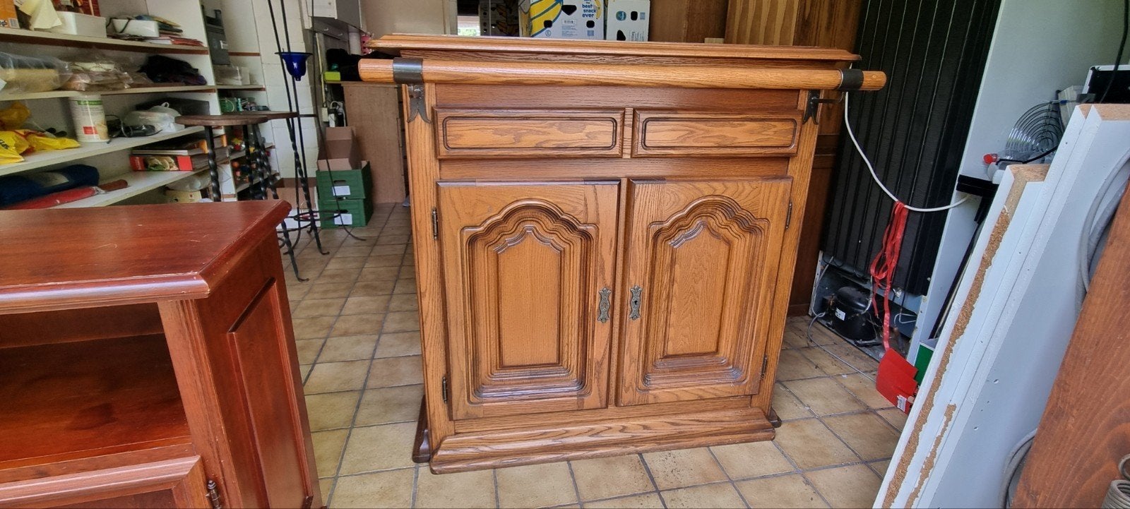 eiken houten barkast met schuif, Huis en Inrichting, Ophalen, Gebruikt