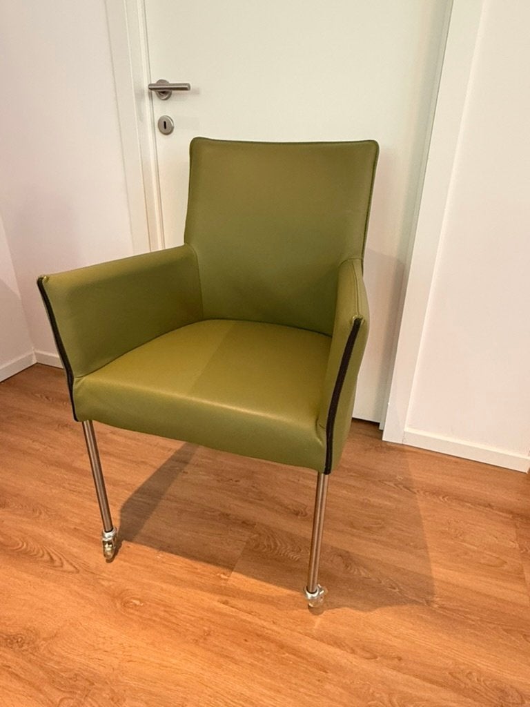 Lot de 6 chaises de salle à manger en cuir sur roulettes, Maison & Meubles, Enlèvement, Cuir