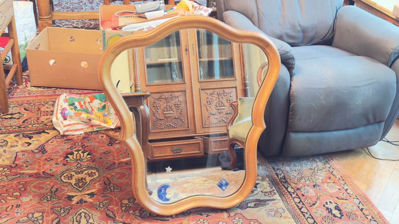 Miroir en bois 80 cm h, Enlèvement