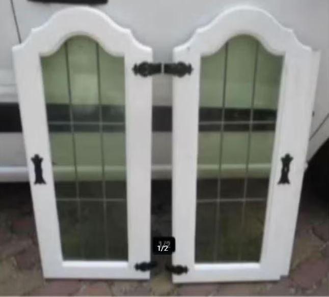 2 portes anciennes en vitrail - 101 x 42 cm, Antiquités & Art, Enlèvement ou Envoi