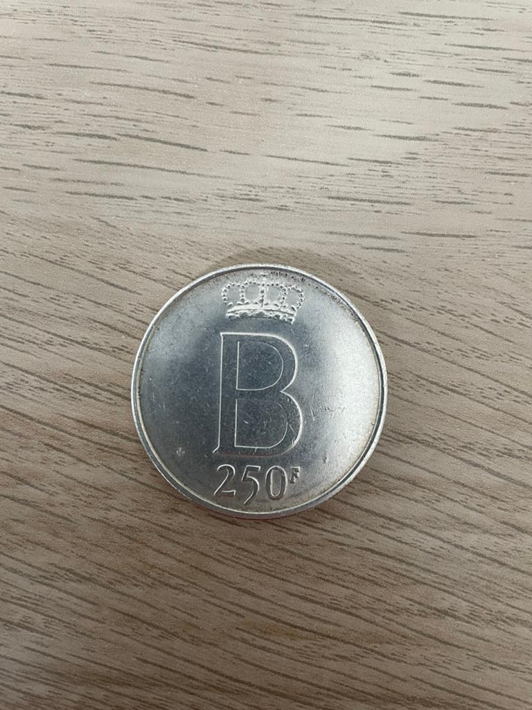 België 250 Francs - 1976, Ophalen, Zilver, Losse munt, Zilver