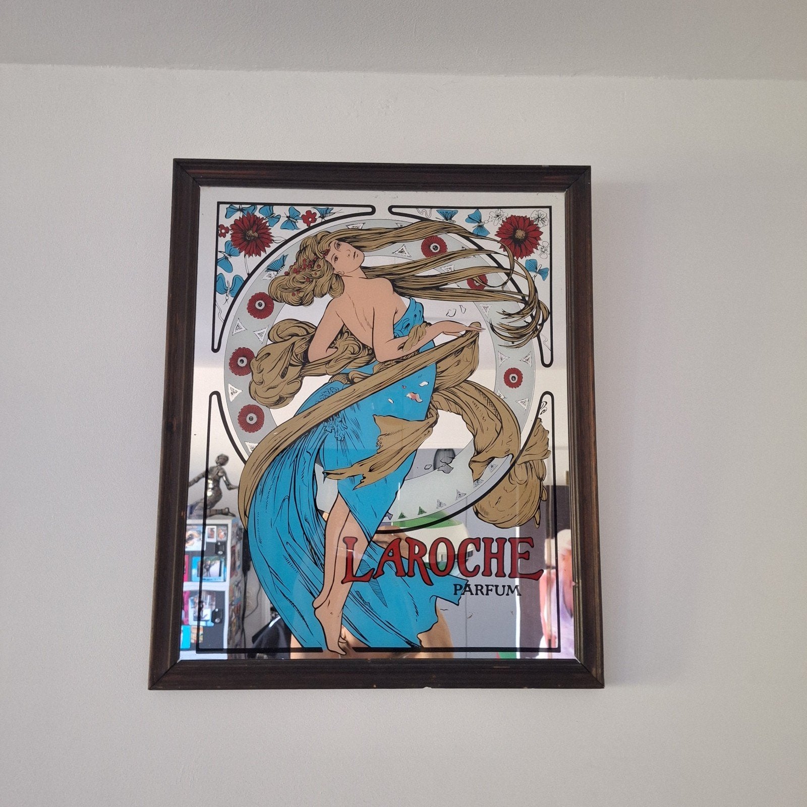 vintage reclame spiegel Laroche, Collections, Rétro, Maison et Meubles, Enlèvement