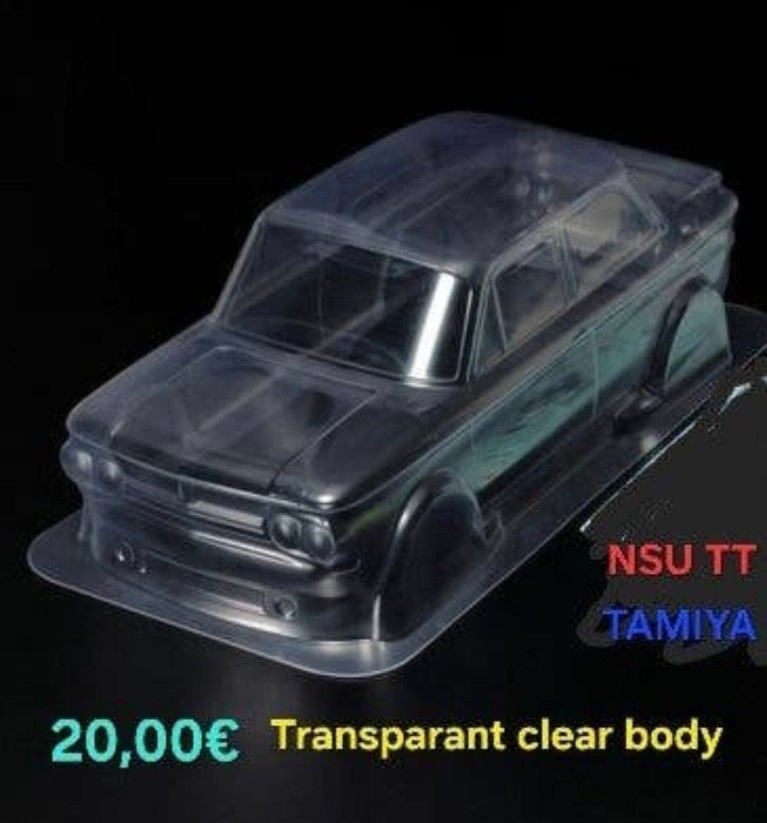 Nieuw TAMIYA NSU TT body ,spuit naar eigen keuze., Hobby en Vrije tijd, Elektro, Nieuw, Ophalen of Verzenden, Auto onroad