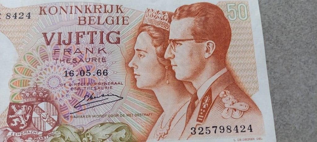Billet 50 Francs belge 1966, Postzegels en Munten, Bankbiljetten | België, Verzenden