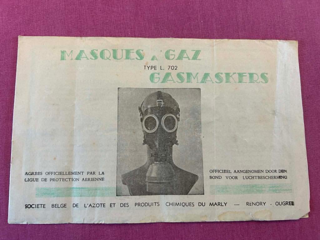 handleiding Belgisch gasmasker type L.702, Verzamelen, Militaria | Tweede Wereldoorlog, Ophalen of Verzenden