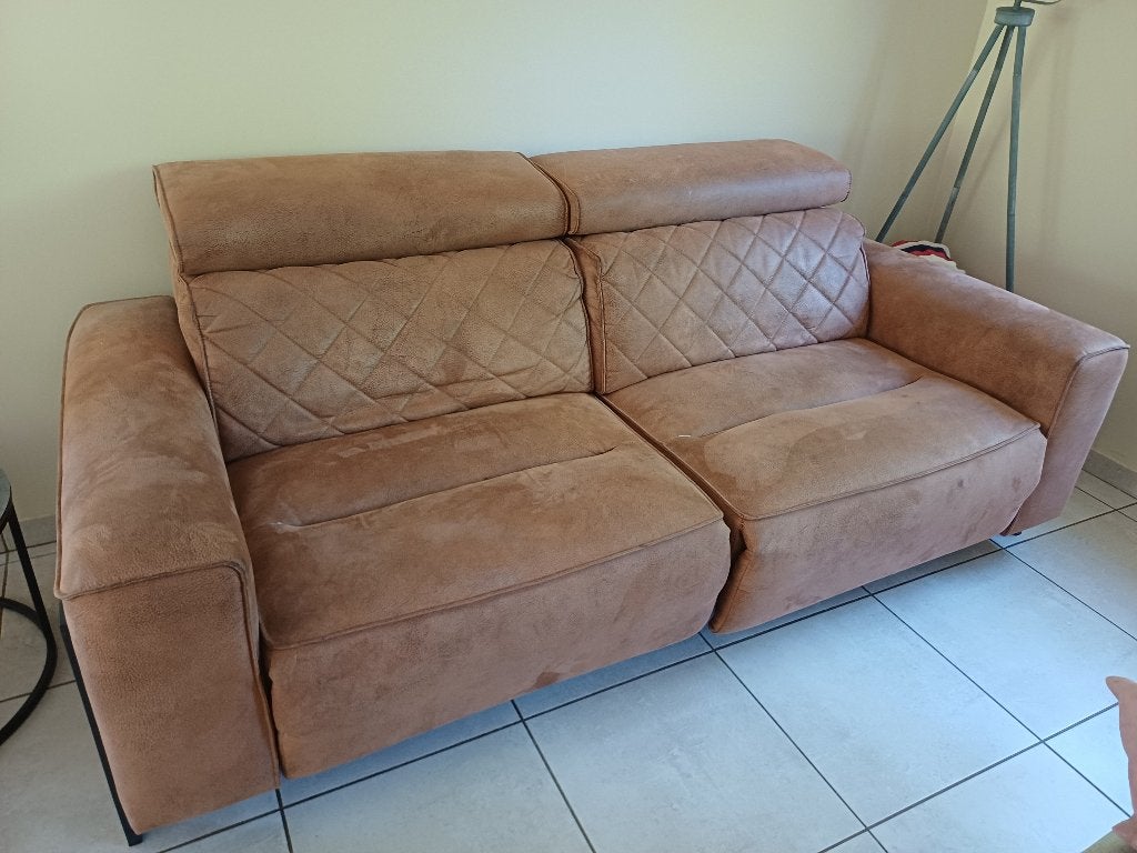 Canapé en cuir, Trois personnes, 100 à 125 cm, 200 à 250 cm, Banc droit
