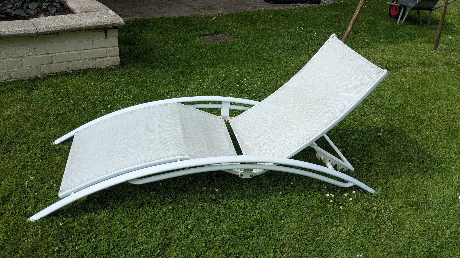 transat blanc à vagues (Aluminium & Textilène), Enlèvement, Aluminium
