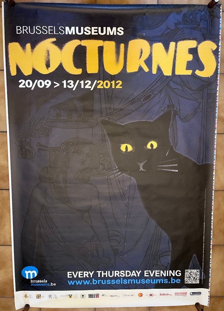 Poster Brussels Museum Nocturnes 2012 Zwarte Kat (120x175), Ophalen, Deurposter of groter, Reclame, Rechthoekig Staand