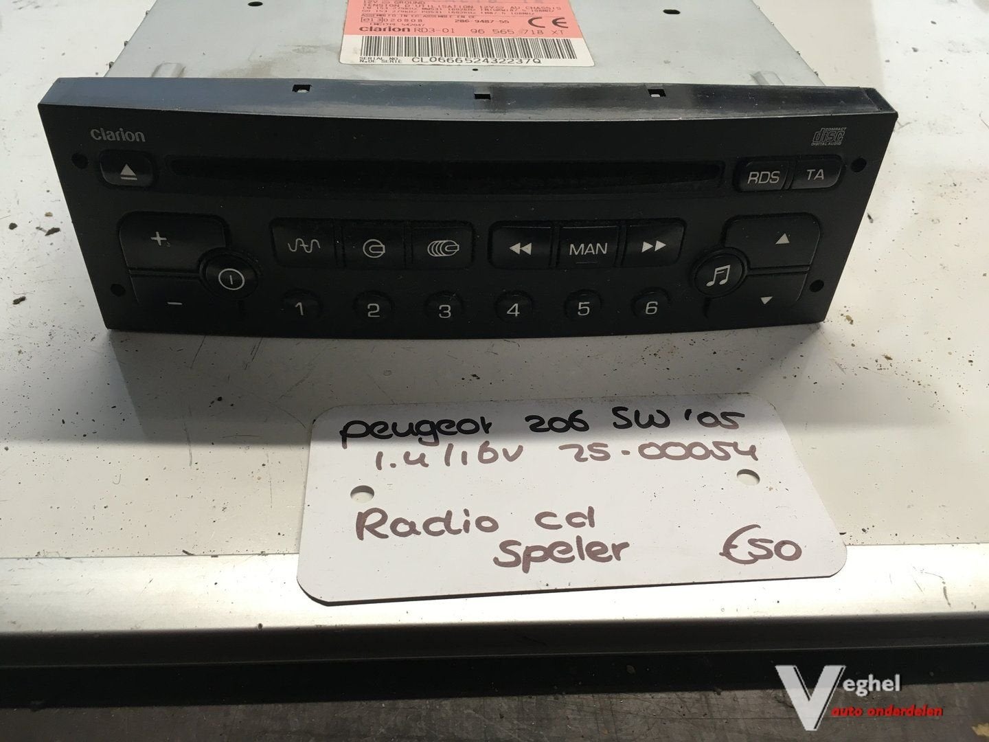 Peugeot 206 Sw 1.4 16v 2005 2500054   Radio Cd speler Clario, Ophalen of Verzenden, -, -, -