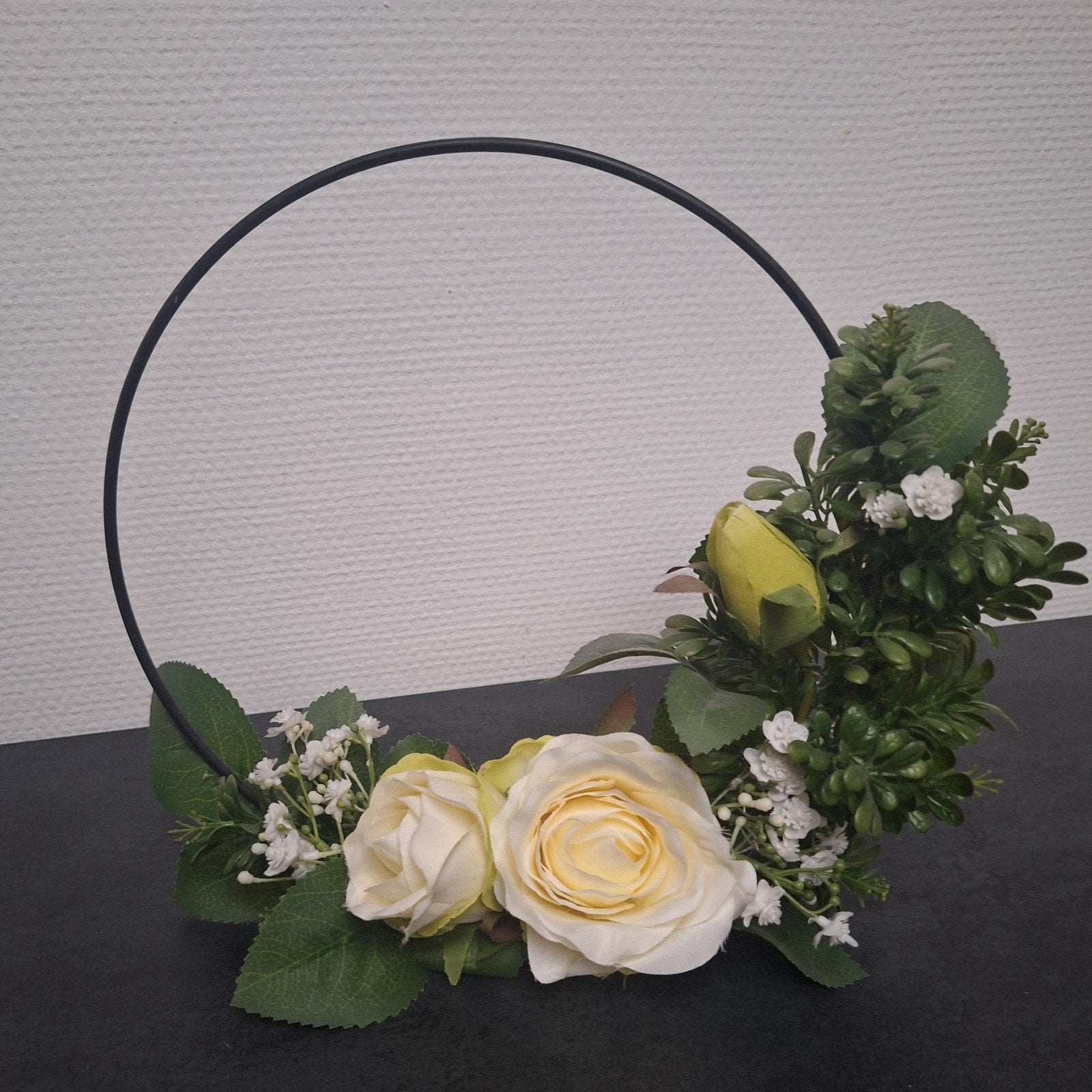 Flowerhoop witte rozen 25cm, Huis en Inrichting, Ophalen of Verzenden