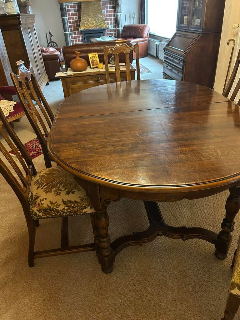 Antieken eettafel met 6 stoelen - gratis, Ophalen