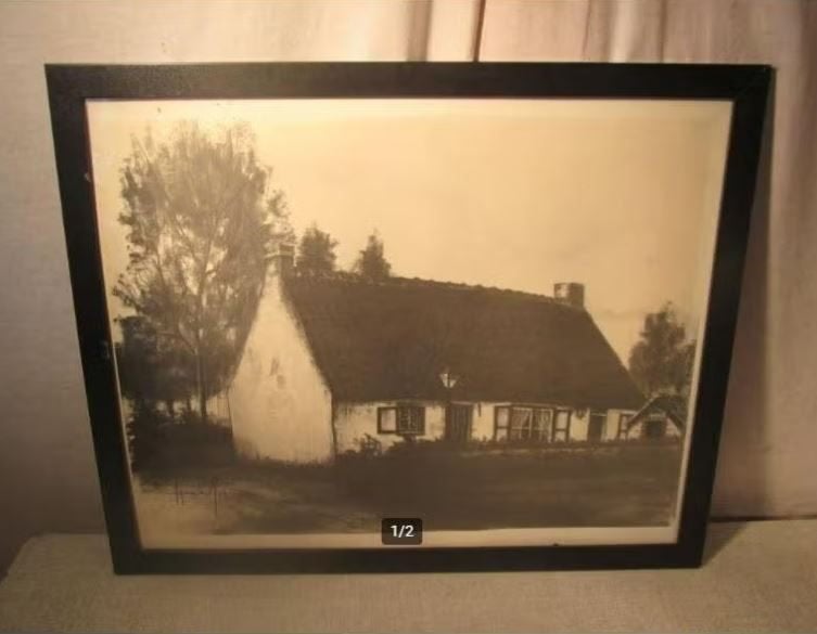 Mooi Aquarel 'Oude Hoeve' - Ignace Maes, Ophalen of Verzenden