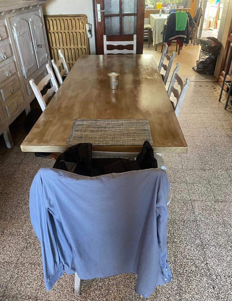 Eiken tafel met 6 stoelen, Ophalen, Gebruikt, 4 tot 6 stoelen