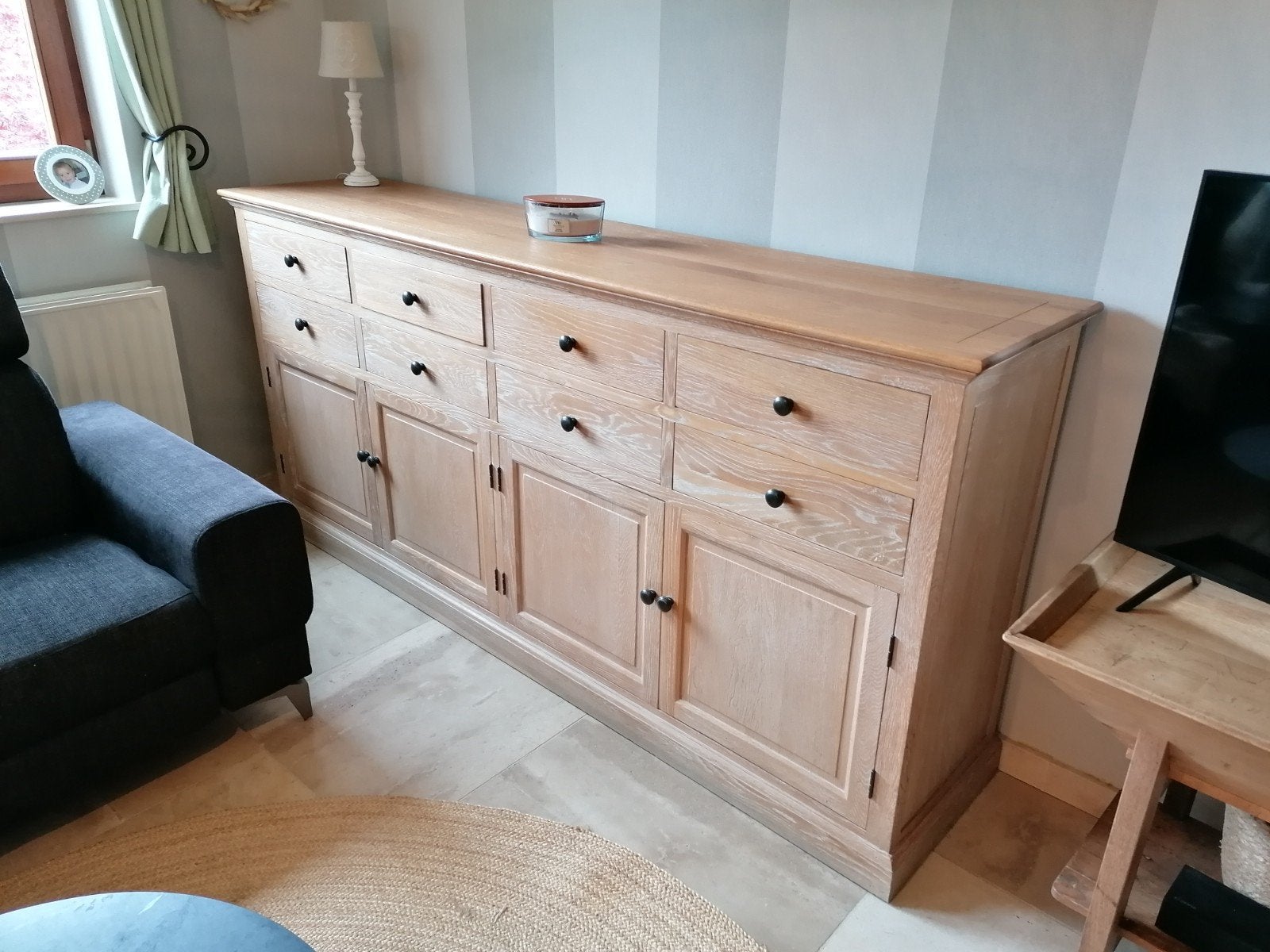 Dressoir en bois massif cerusé, Maison & Meubles, Enlèvement