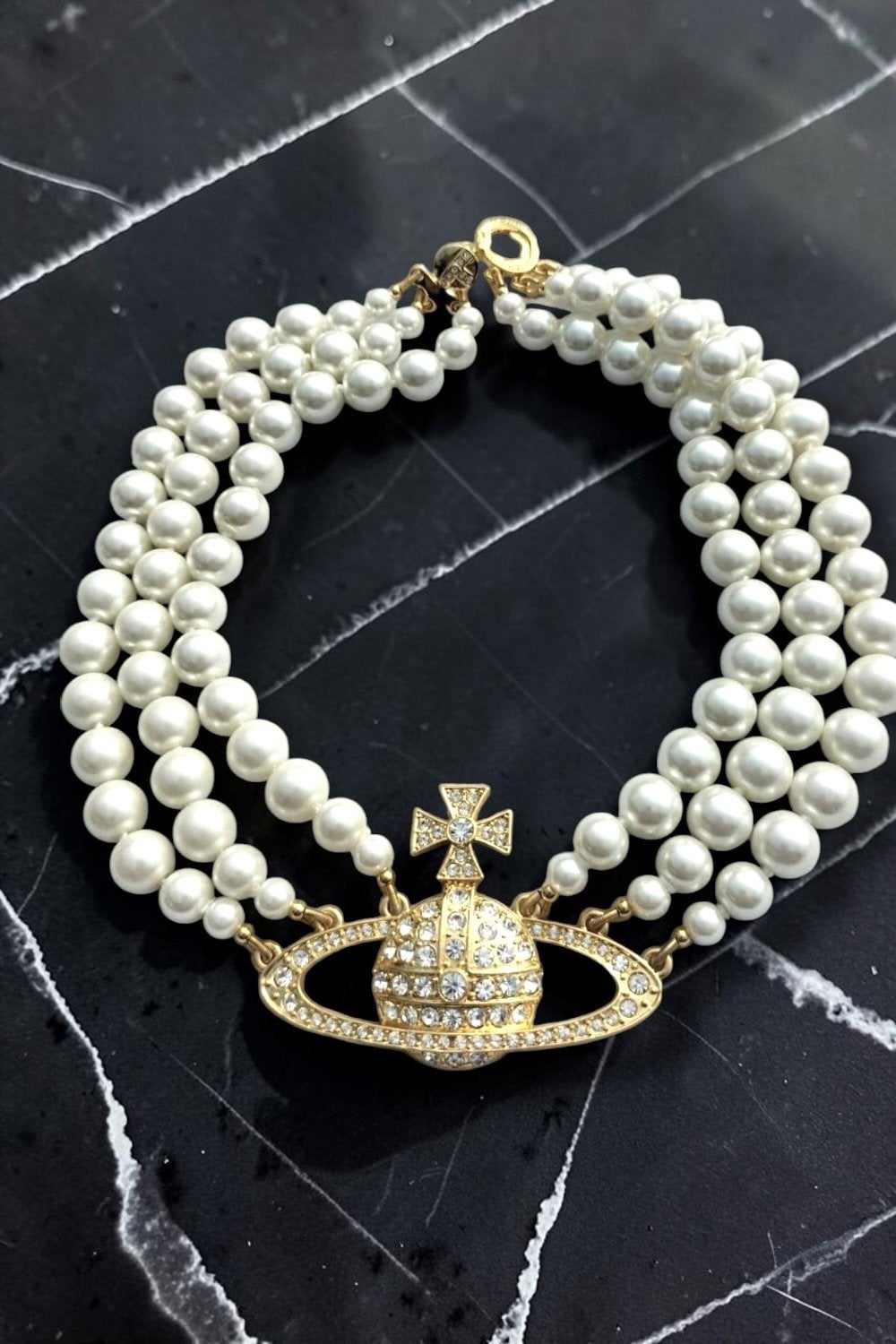 Vivienne Westwood Goude Parelketting, Handtassen en Accessoires, Kettingen, Ophalen of Verzenden, Zo goed als nieuw, Goud