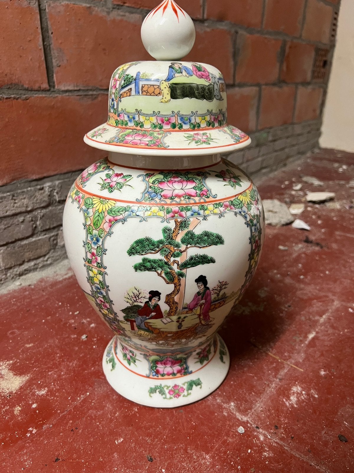 Klassieke Chinese gemberpot met deksel (Famille Rose), Antiquités & Art, Antiquités | Vases, Enlèvement