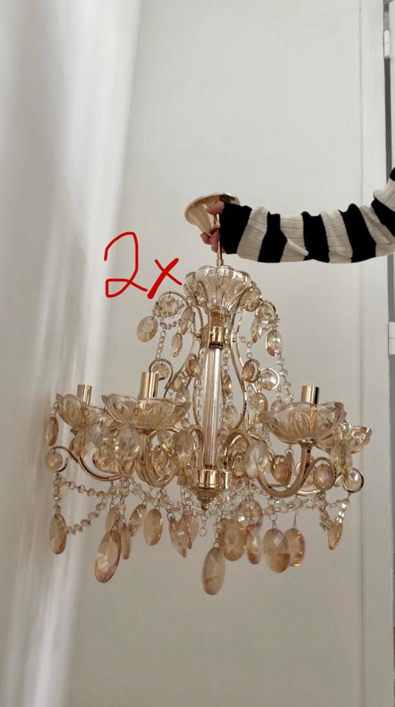 Carolina luxe luster kroonluchter kristal, Ophalen of Verzenden, Zo goed als nieuw, Glas