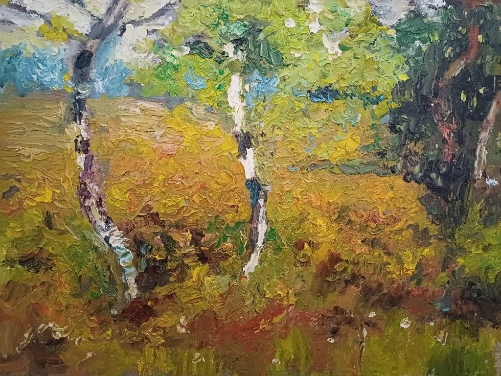 Schilderij 30X40   M.VAN DEN BEMPT "Herfst", Antiek en Kunst, Paneel, Impressionistisch, Ophalen of Verzenden, Landschap