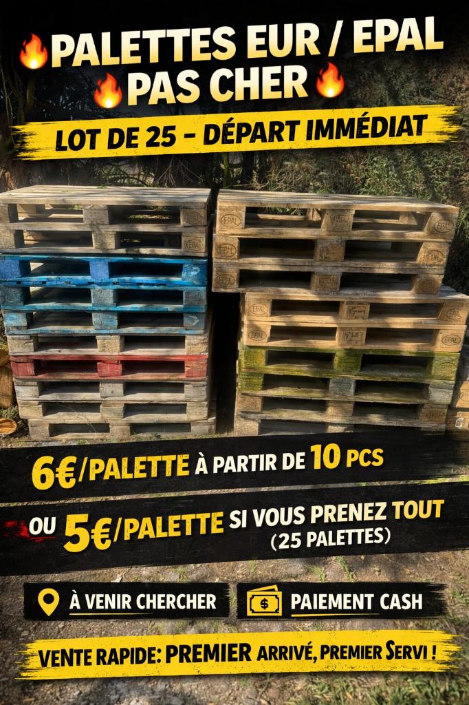 PALETTES EUR / EPAL PAS CHER – DÉPART IMMÉDIAT, Enlèvement, Utilisé, Palette