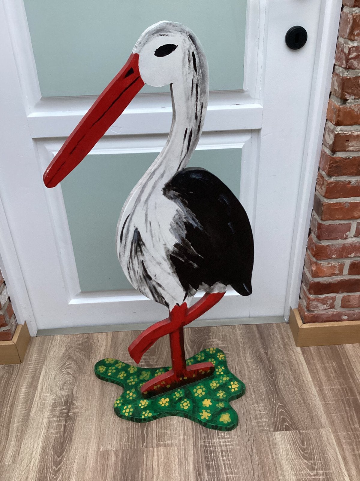 GEBOORTE- OOIEVAAR / HOUT- HANDGEMAAKT / 90 CM HOOGTE, Enfants & Bébés, Enlèvement, Utilisé
