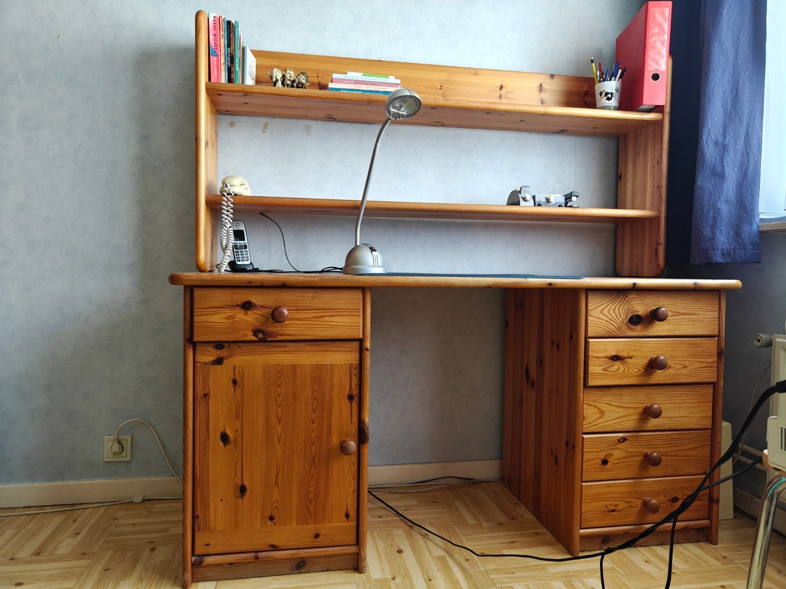 Grenenhouten bureau met opzetstuk, Maison & Meubles, Bureaux, Enlèvement, Rehausseur