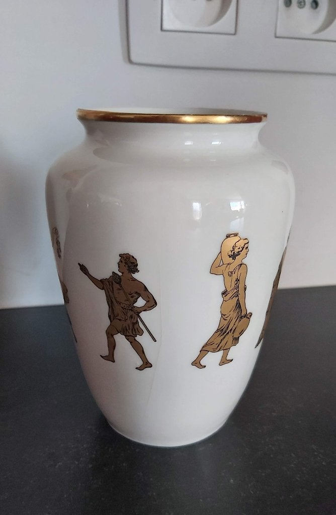 Bavaria vaas met gouden Griekse mythologie figuren, Ophalen of Verzenden