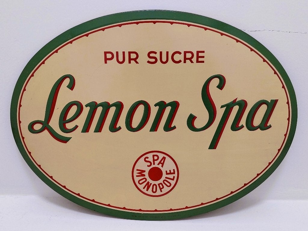Panneau publicitaire en tôle Lemon Spa 1951 - Spa Monopole, Enlèvement ou Envoi, Panneau publicitaire