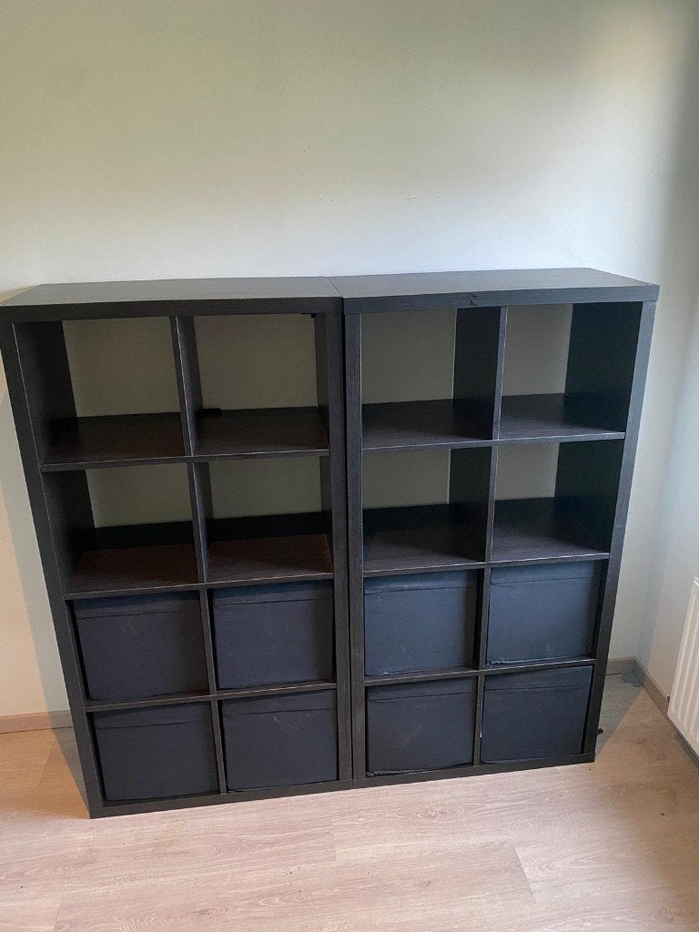 IKEA KALLAX vakkenkast met opbergboxen - goede staat, 25 à 50 cm, 150 à 200 cm, Comme neuf, 150 à 200 cm