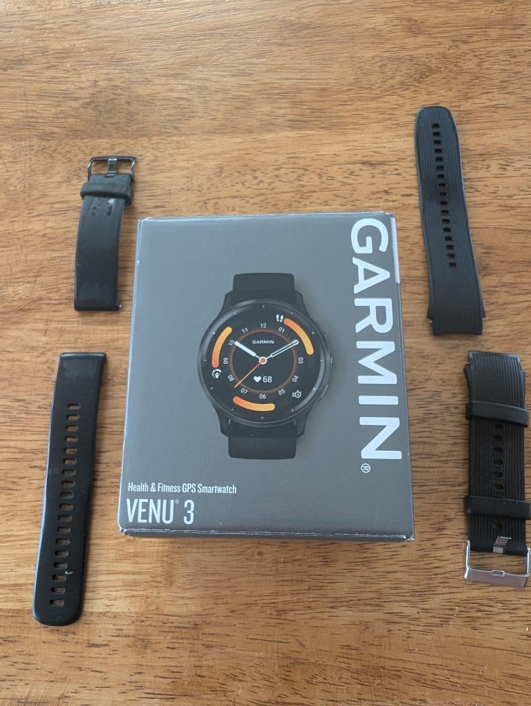Garmin Venu 3 black met extra bandjes, Gebruikt, Zwart, Garmin, Ophalen of Verzenden