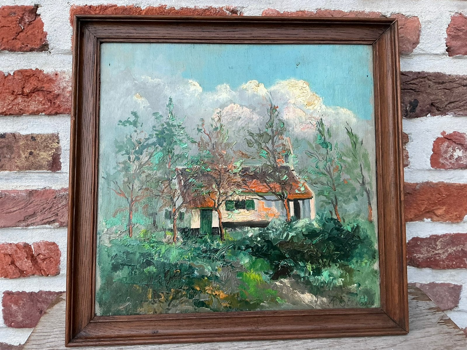 Stevens René°1858+1937 huile>/dimensions : 30x30 avec cadre., Antiquités & Art, Art | Peinture | Classique, Enlèvement ou Envoi