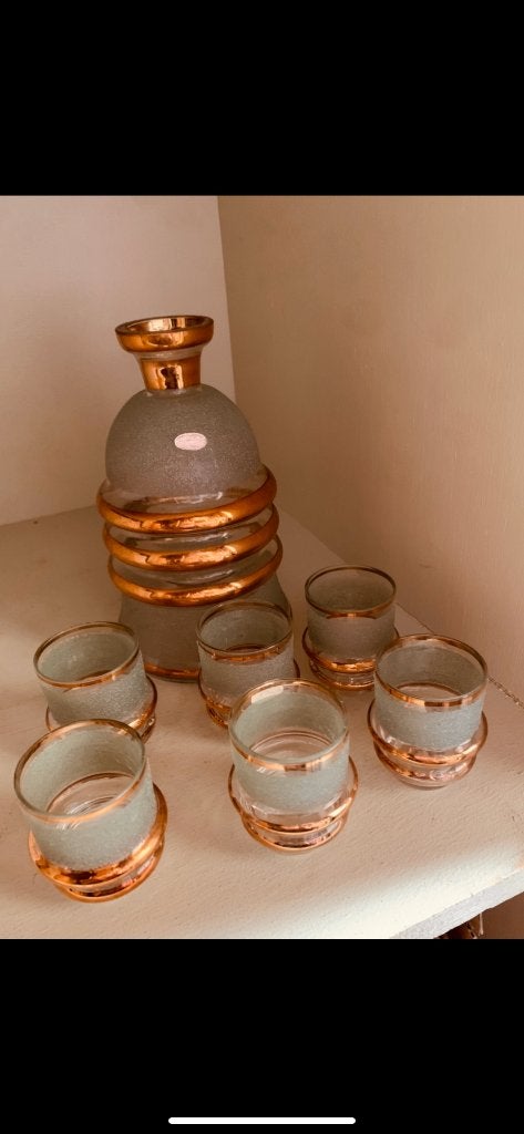 Vintage likeurset / karafset met 6 glaasjes – jaren 50/60, Antiek en Kunst, Ophalen of Verzenden