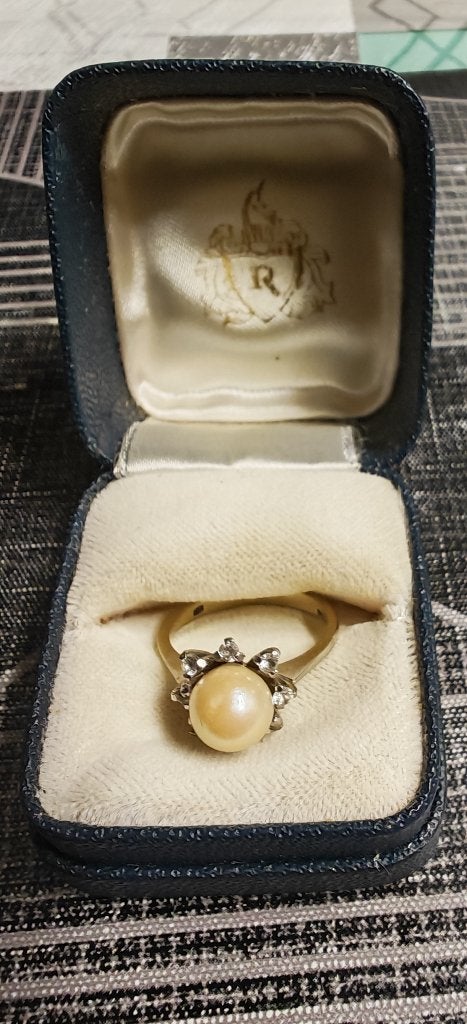 bague en or blanc 18K avec diamants et perle, Or, Comme neuf, Or, Enlèvement