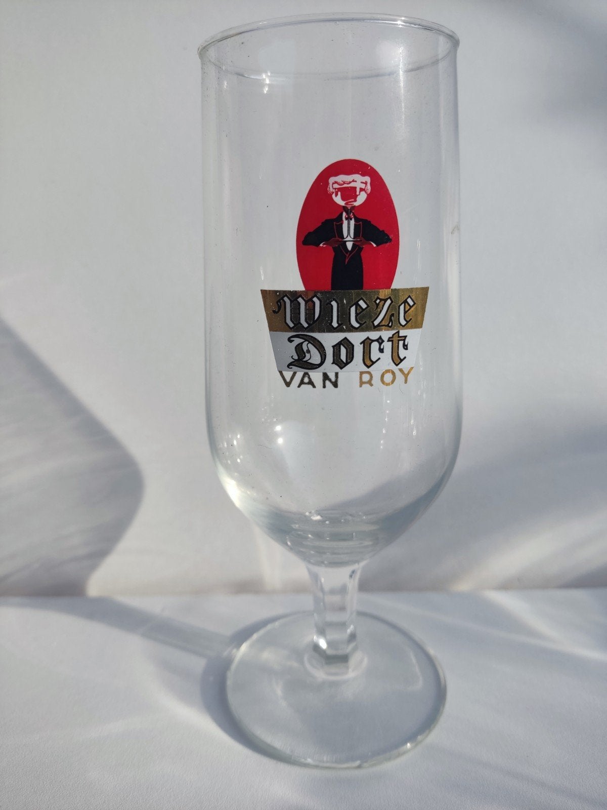 Verre à bière rétro Wieze Dort Van Roy — Belgian Collector G, Collections, Enlèvement, Utilisé, Verre ou Verres, Autres marques