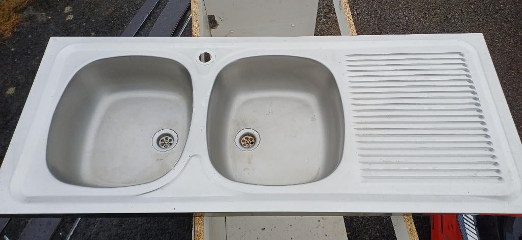 Double evier inox d occasion, Enlèvement, Utilisé, Inox