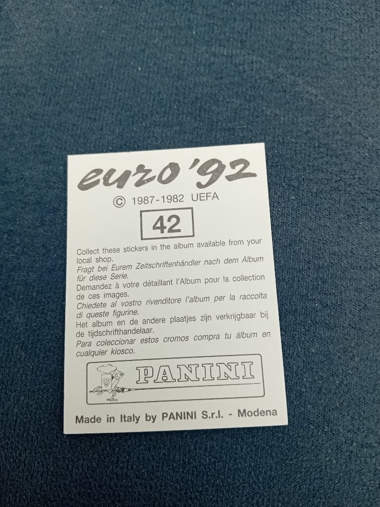 panini sticker EURO 92 nr 42, Collections, Enlèvement ou Envoi, Neuf, Sport