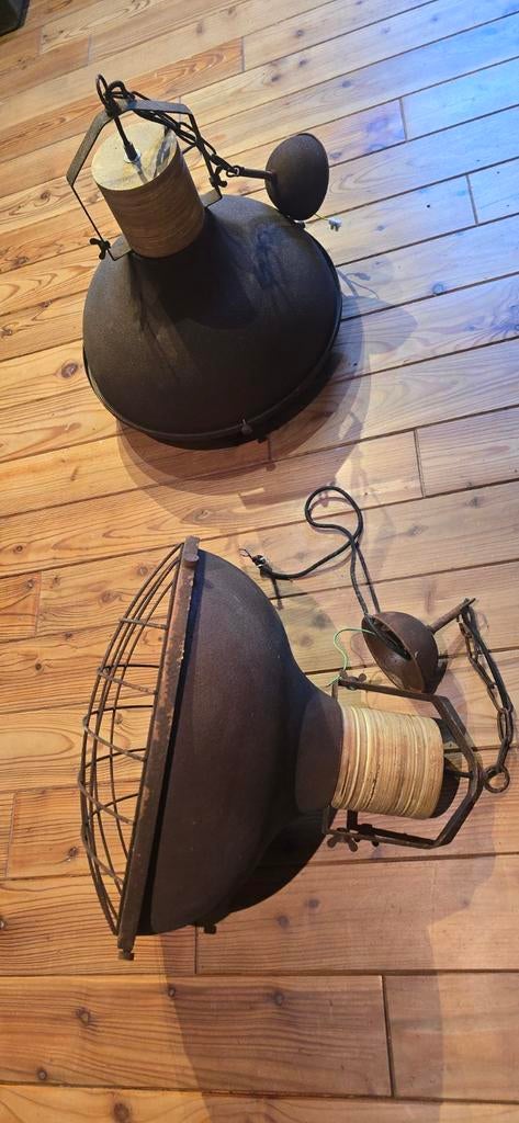 Vintage industriële hanglamp luster industrieel roest, Huis en Inrichting, Ophalen