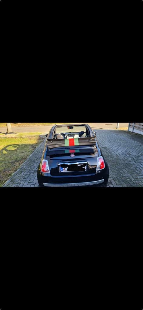 Zeer  mooie Fiat 500 cabriolet Gucci uitvoering, Auto's, Stof, Cabriolet, Zwart, Bedrijf