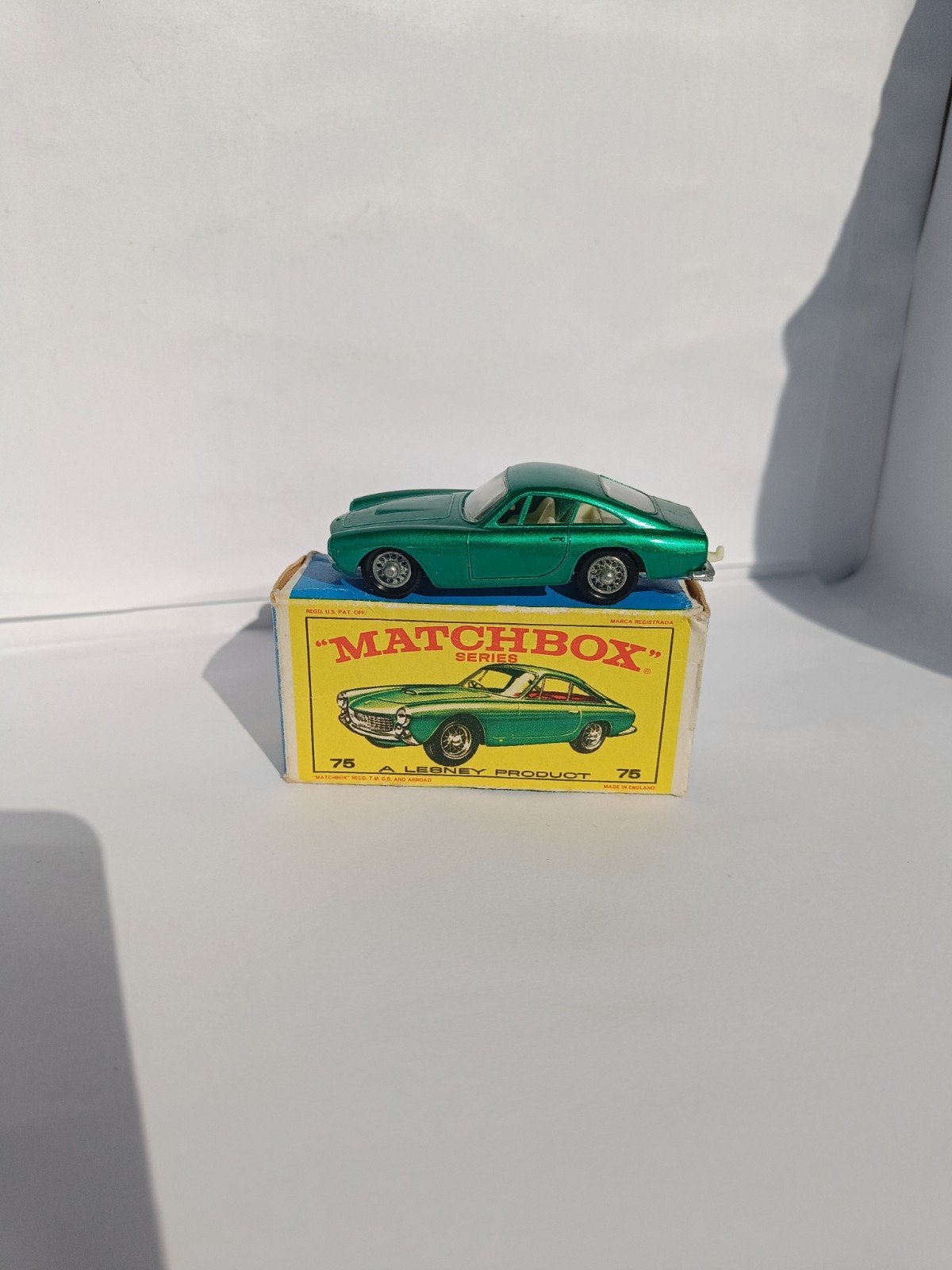 Matchbox Lesney nr75B Ferrari Berlinetta & E-box, Ophalen of Verzenden, Lesney