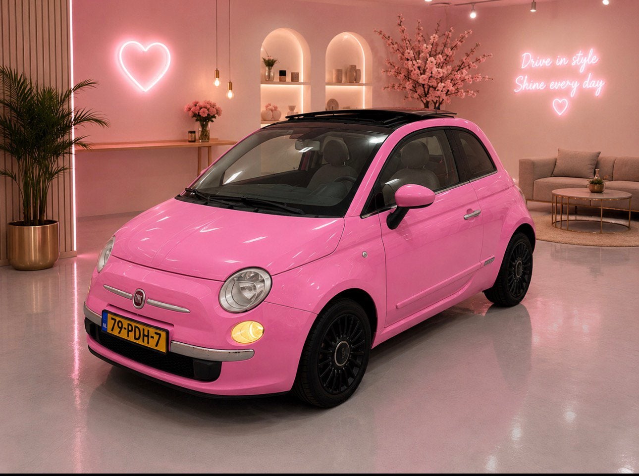 Fiat 500 Rosa 1.2 AUT 51KW 2011, Auto's, Fiat, Automaat, Zwart, Overige kleuren, Leder en Stof