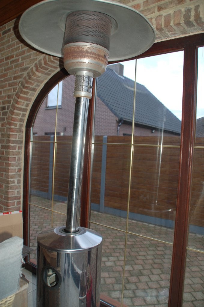 staande terrasverwarmer in inox, werkt op gas, zr goed staat, Tuin en Terras, Terrasverwarmers, Ophalen, Gas