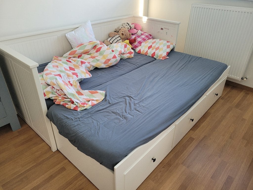 Hemnes IKEA bedbank met 3 lades, wit, 200x80, Ophalen, Wit, 80 cm, 200 cm