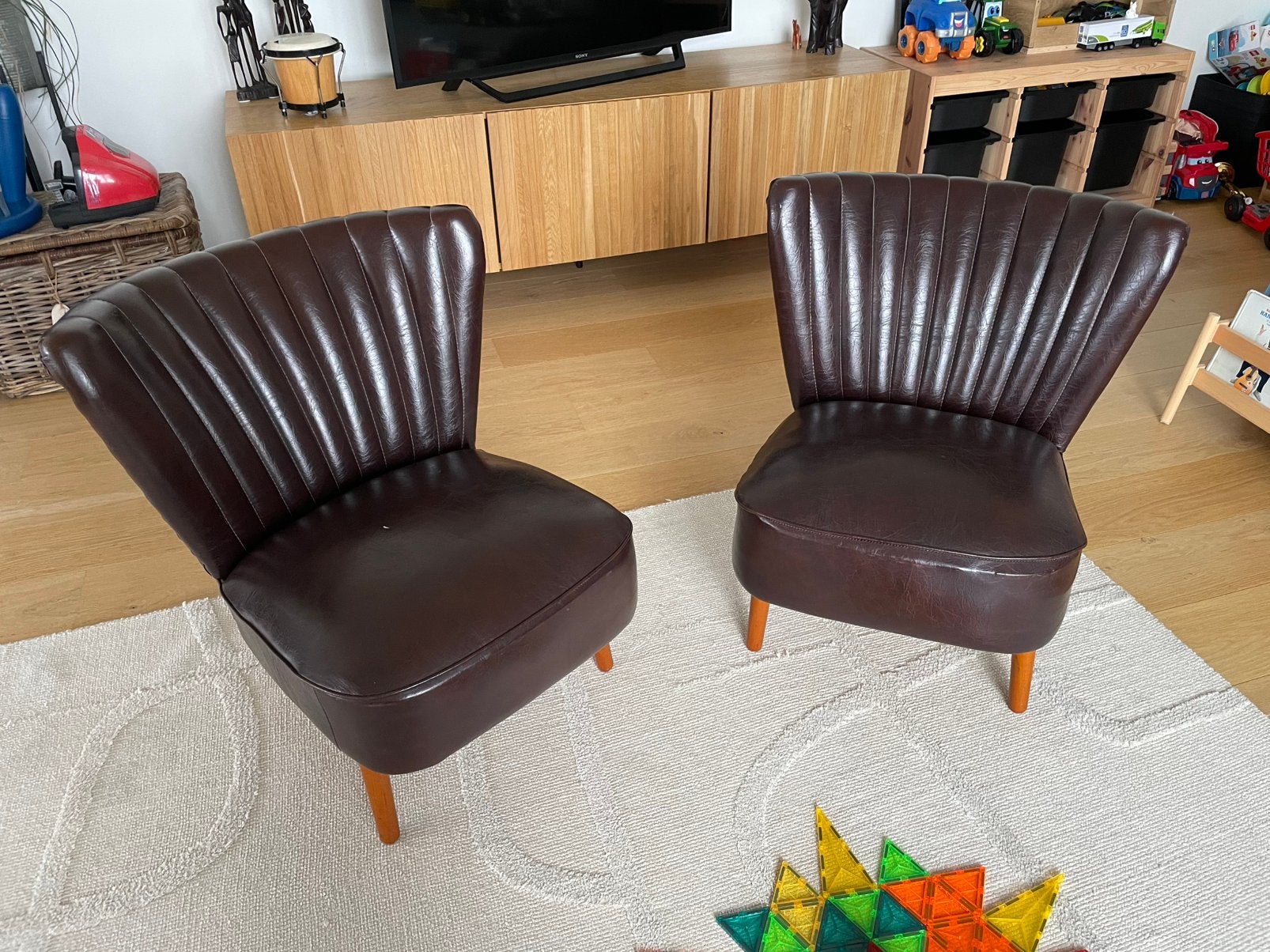 Coctail-chairs jaren 50 vintage, Maison & Meubles, Jaren 50-60, vintage, Enlèvement, Utilisé, Cuir
