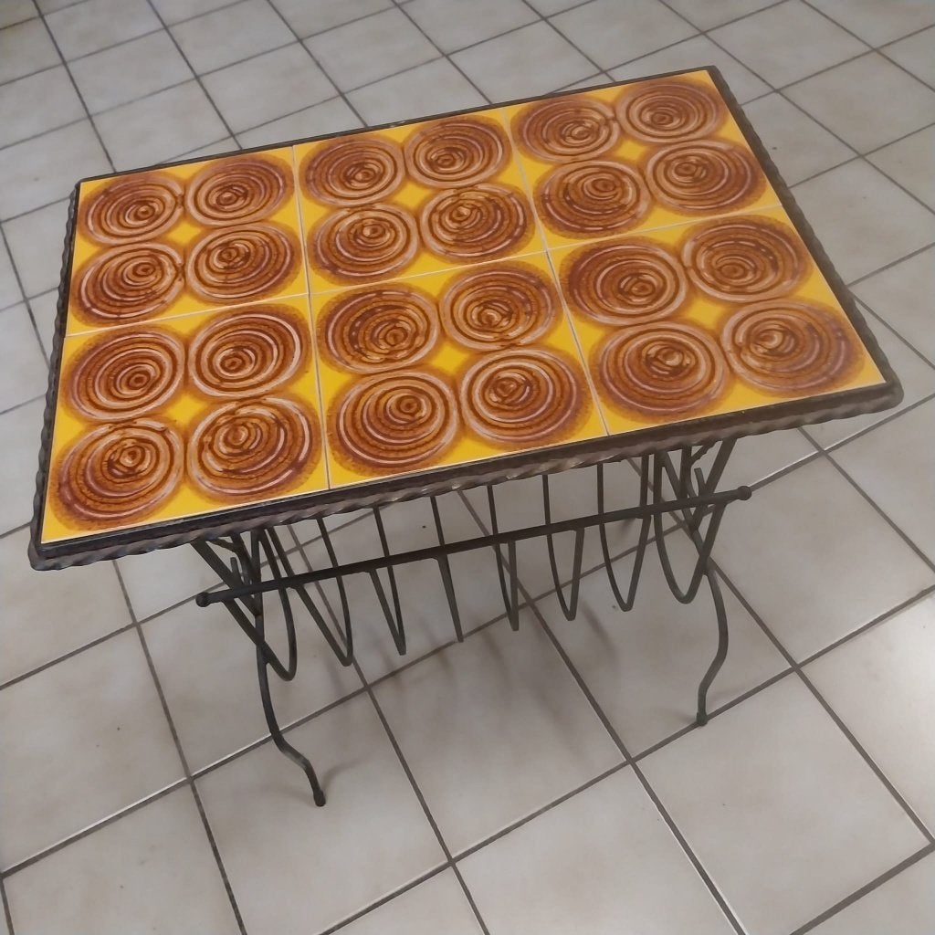 Prachtig vierdelig origineel vintage set bijzettafeltjes, Enlèvement, Utilisé, Métal ou Aluminium
