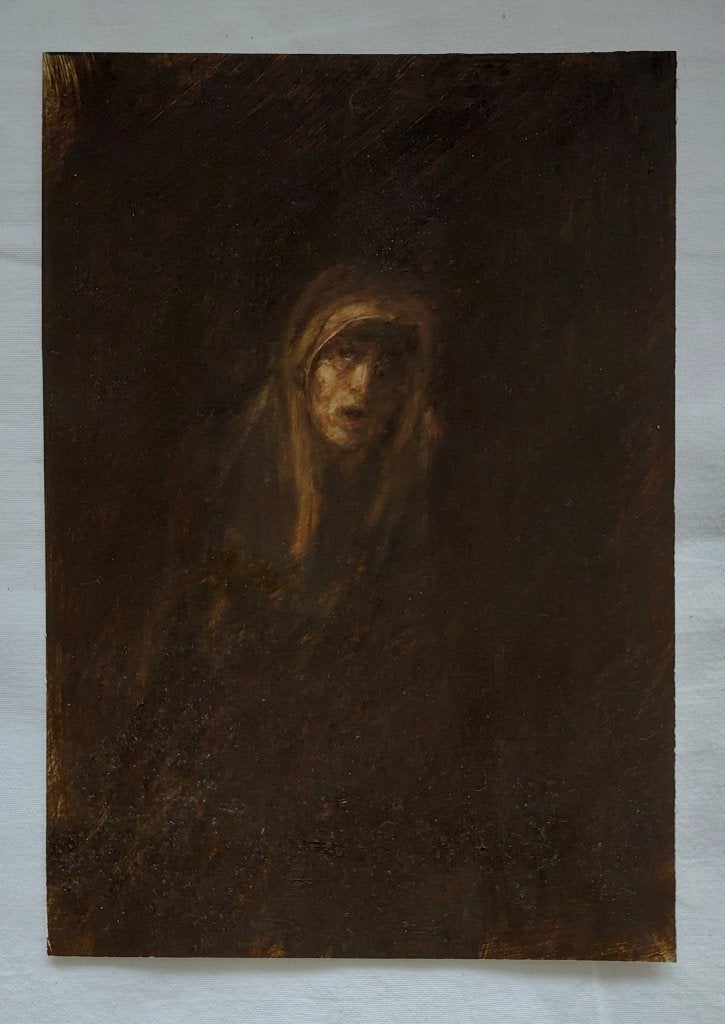 Mater Dolorosa/ Maria - Peinture à l'huile, Portrait ou Personnes, Enlèvement ou Envoi, Peinture à l'huile, Encadré