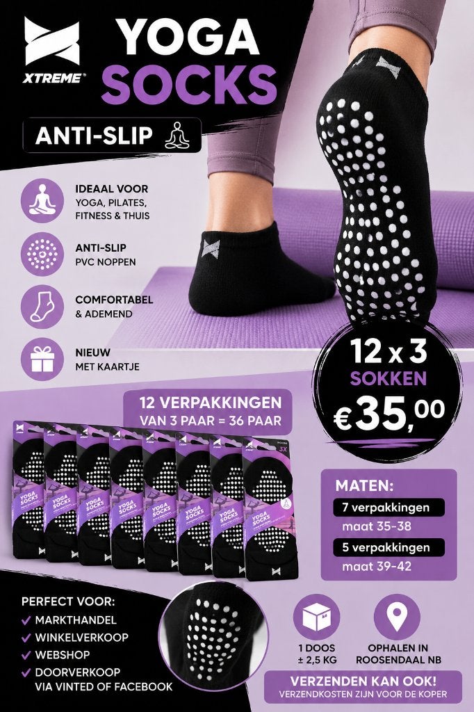 Partij Yoga sokken 12 x 3 paar, Nieuw, Ophalen of Verzenden, Nieuw, Yoga-accessoire
